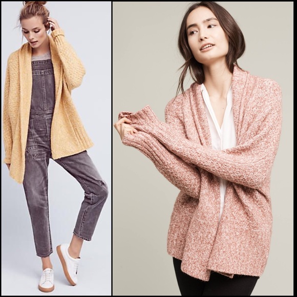 Anthro Angel of the North Light Grey Chunky Knit Dolman Sleeve Cardigan - Picture 9 of 10